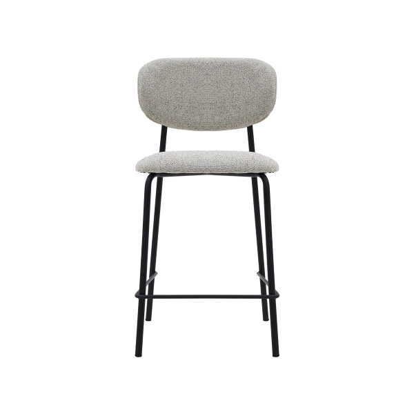 Banqueta Alta Manuela Estofada Cinza Base Reforçada em Aço WAW Design