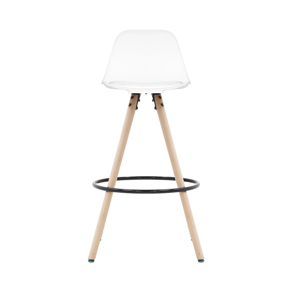 Banqueta Saarinen Alta Branca 94cm Assento Estofado com Base de Madeira