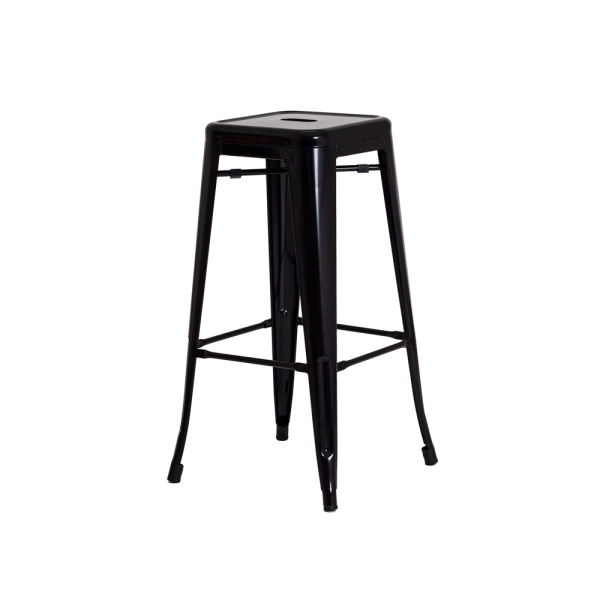 Banqueta Tolix Iron Design Industrial Preta 76 cm Aço Cozinha Bar Bistrô Bancada
