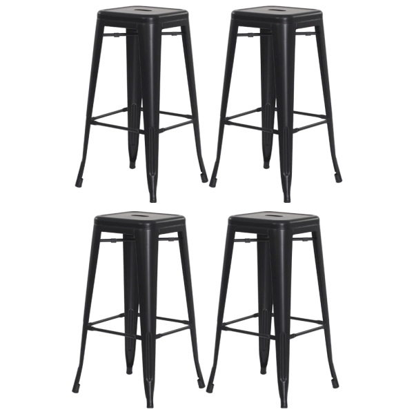 Banqueta Tolix Iron Design Industrial Preto Fosco 76 cm Aço Cozinha Bar Bistrô Bancada
