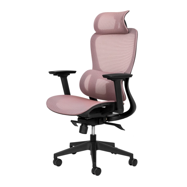 Cadeira de Escritório Ergonômica com Suporte Lombar Em Tela Mesh Rose