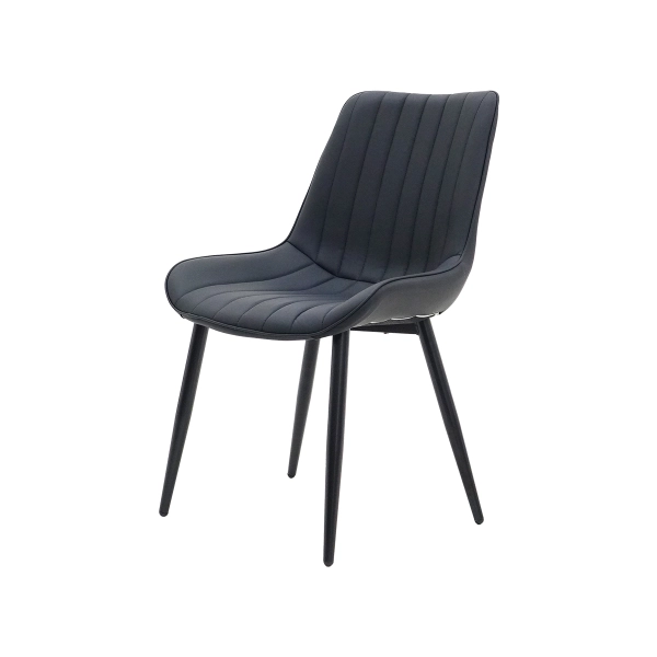 Cadeira de Jantar Chicago Design Em Couro Sintético Preto