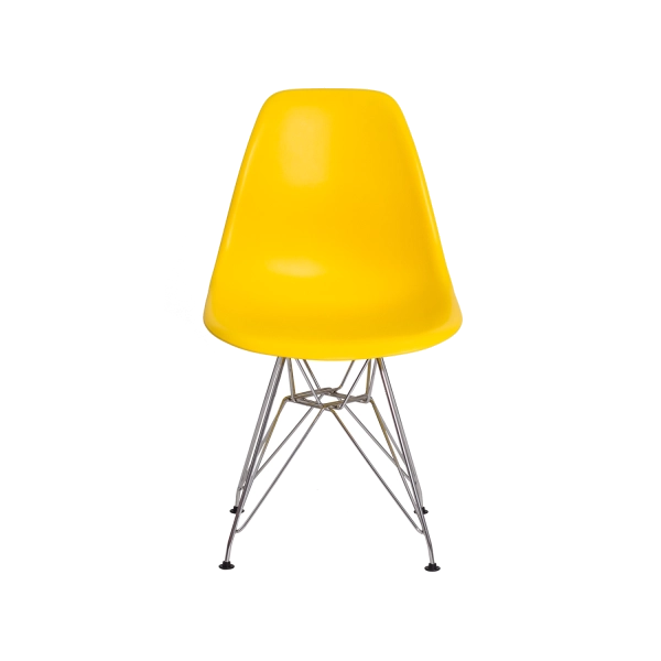 Cadeira Eiffel Eames Amarela Base Cromada Sala Cozinha Jantar