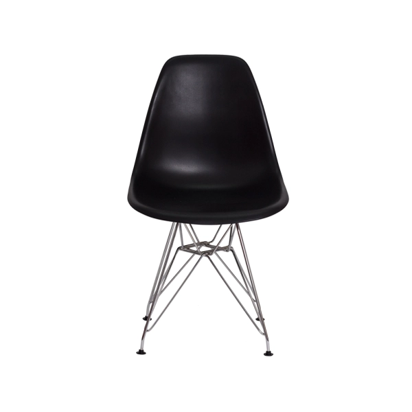 Cadeira Eiffel Eames Preta Base Cromada Sala Cozinha Jantar