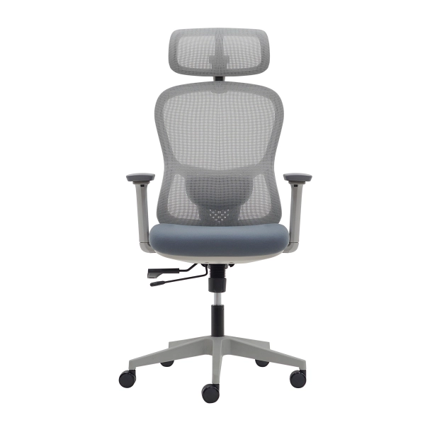 Cadeira Ergonômica NR 17 Presidente Prime Cinza Encosto Mesh Apoio de Cabeça e Braços Ajustáveis