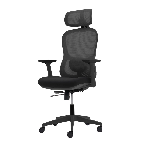 Cadeira Ergonômica NR 17 Presidente Prime Preta Encosto Mesh Apoio de Cabeça e Braços Ajustáveis