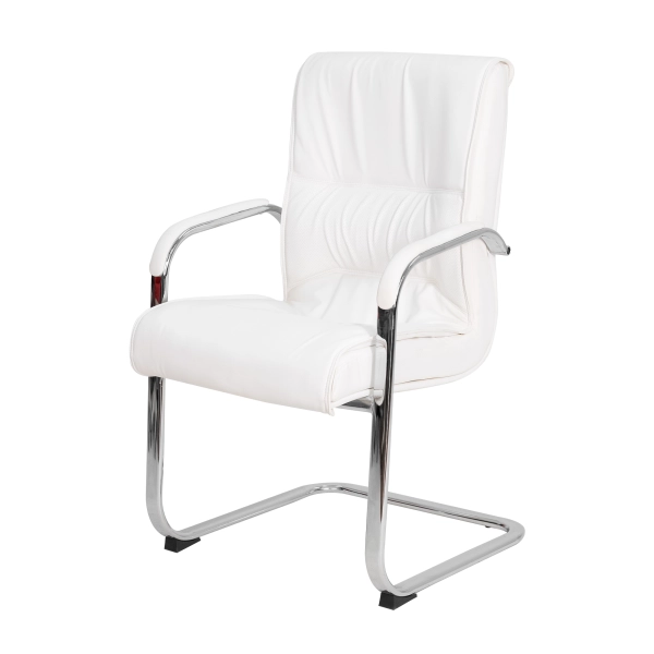 Cadeira Escritório Interlocutor Big Fixa Branca Base Cromada