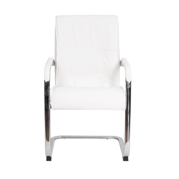 Cadeira Escritório Interlocutor Big Fixa Branca Base Cromada