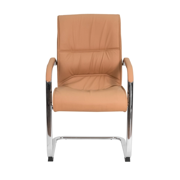 Cadeira Escritório Interlocutor Big Fixa Caramelo Base Cromada