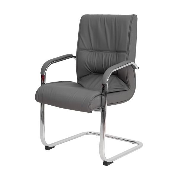 Cadeira Escritório Interlocutor Big Fixa Cinza Base Cromada