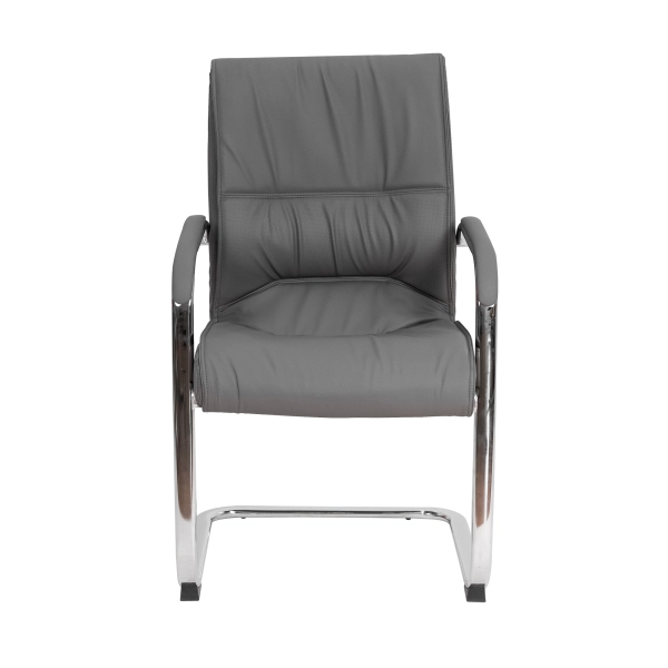 Cadeira Escritório Interlocutor Big Fixa Cinza Base Cromada