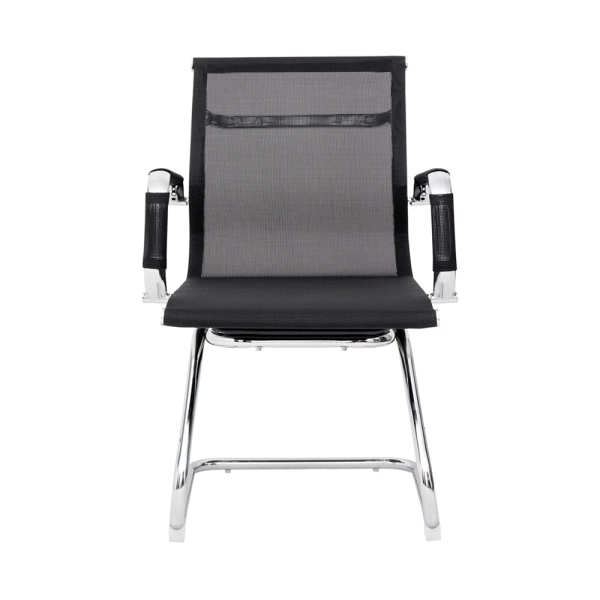 Cadeira Escritório Mesh Fixa Preta Base Cromada - WAW Design