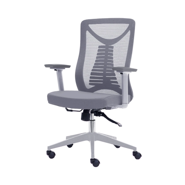 Cadeira Escritório NR-17 Giratória Diretor Vancouver Cinza Braços 3D