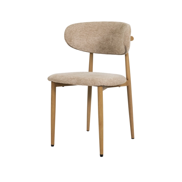 Cadeira Lucy Com Estofado em Linho Nude e Estrutura Metálica para Ambientes Clássicos e Modernos