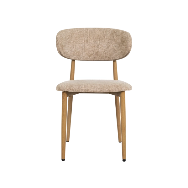 Cadeira Lucy Com Estofado em Linho Nude e Estrutura Metálica para Ambientes Clássicos e Modernos