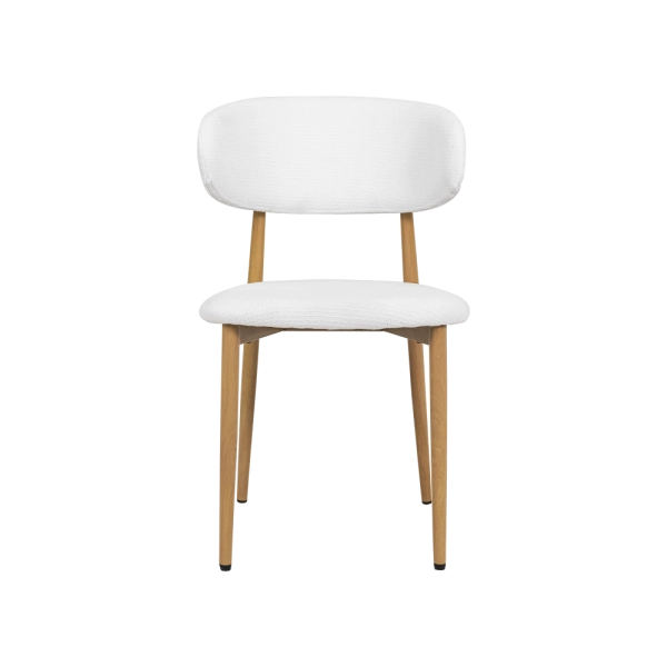 Cadeira Lucy Com Estofado em Linho Branca e Estrutura Metálica para Ambientes Clássicos e Modernos