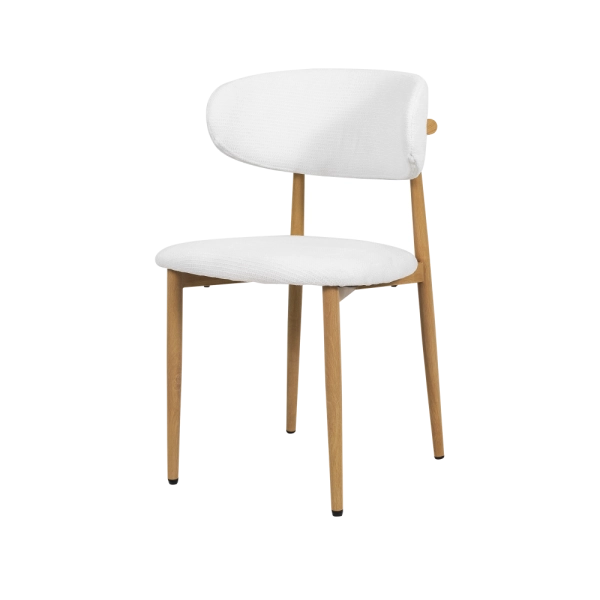Cadeira Lucy Com Estofado em Linho Branca e Estrutura Metálica para Ambientes Clássicos e Modernos