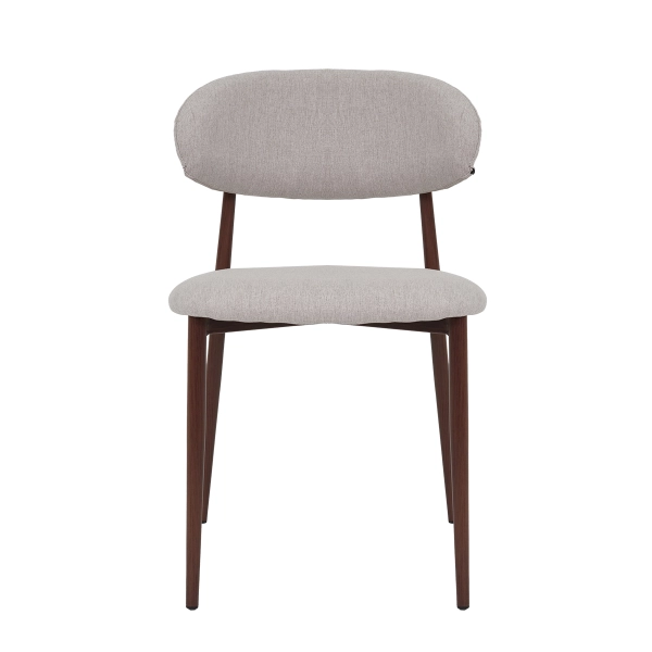 Cadeira Lucy Com Estofado em Linho Cinza e Estrutura Metálica para Ambientes Clássicos e Modernos