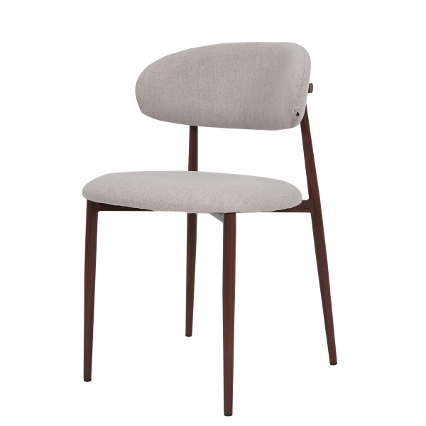 Cadeira Lucy Com Estofado em Linho Cinza e Estrutura Metálica para Ambientes Clássicos e Modernos