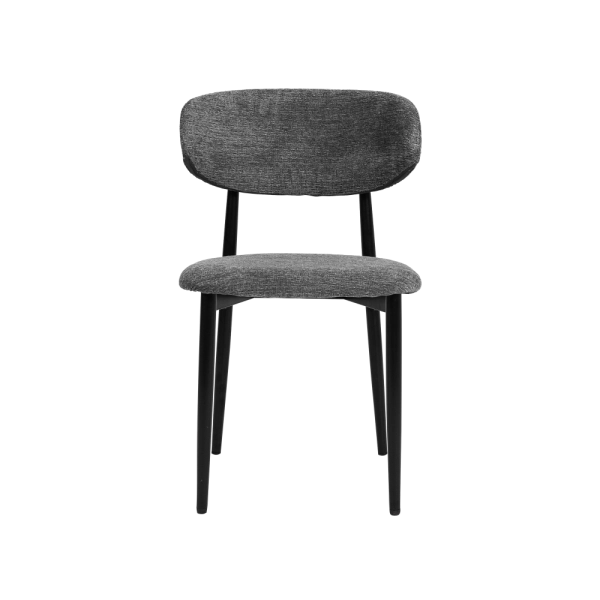 Cadeira Lucy Com Estofado em Linho Cinza e Estrutura Metálica para Ambientes Clássicos e Modernos