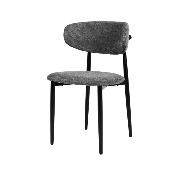 Cadeira Lucy Com Estofado em Linho Cinza e Estrutura Metálica para Ambientes Clássicos e Modernos