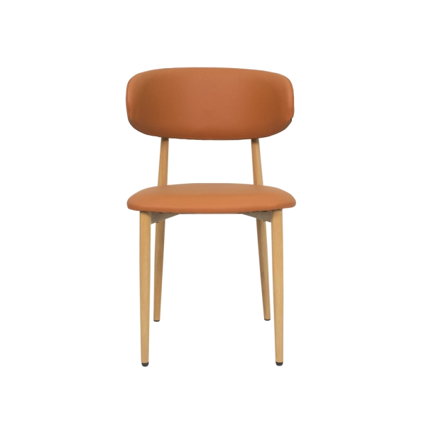 Cadeira Lucy Com Estofado PU Marrom e Estrutura em Aço para Ambientes Clássicos e Modernos