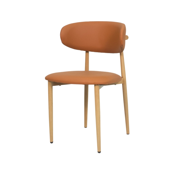 Cadeira Lucy Com Estofado PU Marrom e Estrutura em Aço para Ambientes Clássicos e Modernos