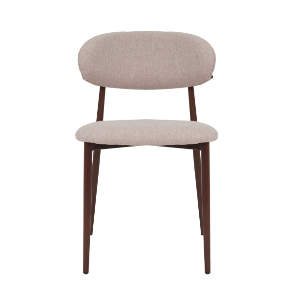 Cadeira Lucy Com Estofado em Linho Nude e Estrutura Metálica para Ambientes Clássicos e Modernos