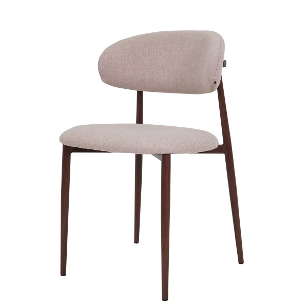 Cadeira Lucy Com Estofado em Linho Nude e Estrutura Metálica para Ambientes Clássicos e Modernos