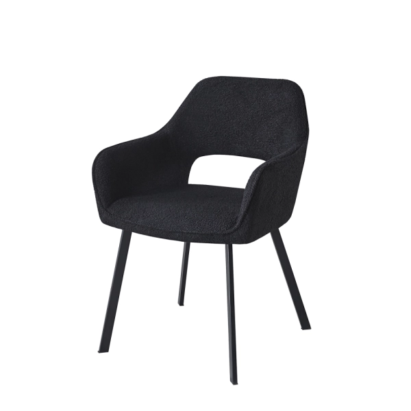 Cadeira Oslo Preta Estofada com Braço Moderna Aço Waw Design