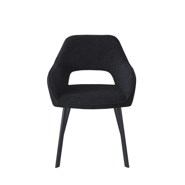 Cadeira Oslo Preta Estofada com Braço Moderna Aço Waw Design