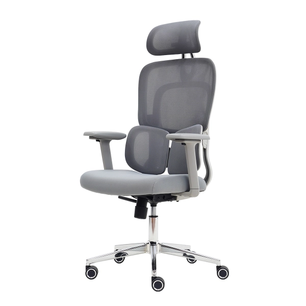 Cadeira Presidente Ergonômica Executiva Mesh Cinza Braços 4D