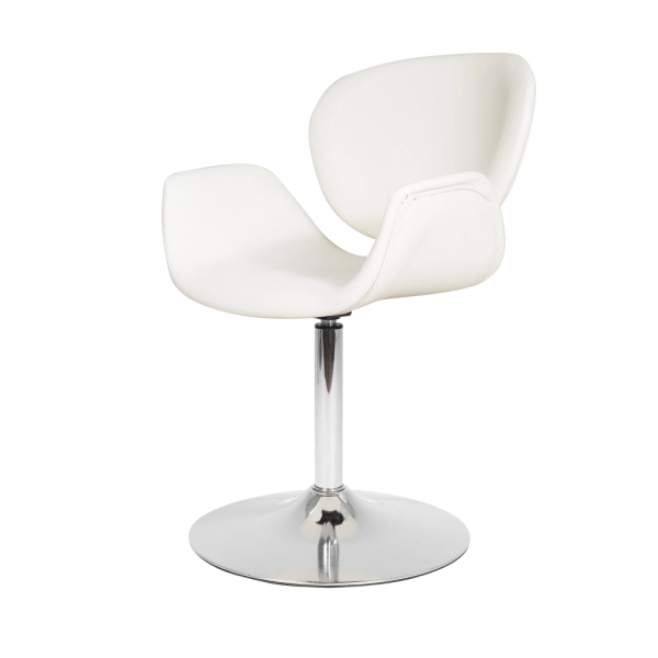Cadeira Tulipa Comfort Giratória Estofada Base Cromada Branca