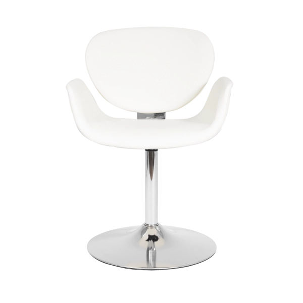 Cadeira Tulipa Comfort Giratória Estofada Base Cromada Branca