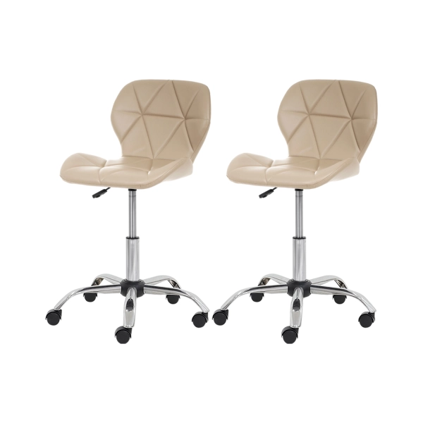 Kit 2 Cadeiras Office Eiffel Slim com estofado de couro sintético Nude
