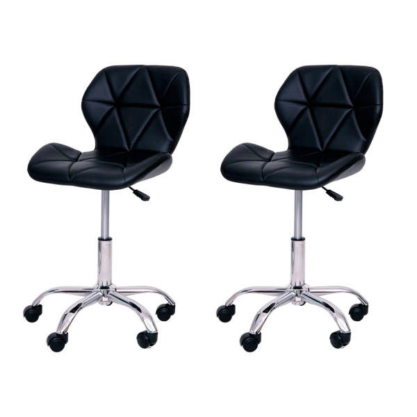 Kit 2 Cadeiras Office Eiffel Slim com estofado de couro sintético Preta