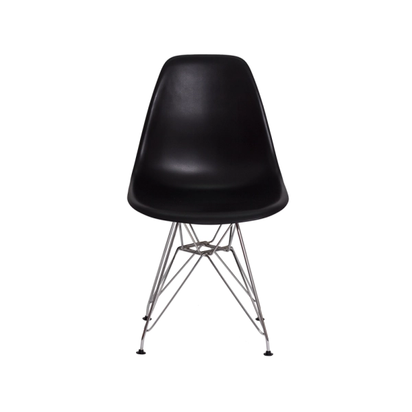 Kit 2 Cadeiras Eiffel Eames Preta Base Cromada Sala Cozinha Jantar