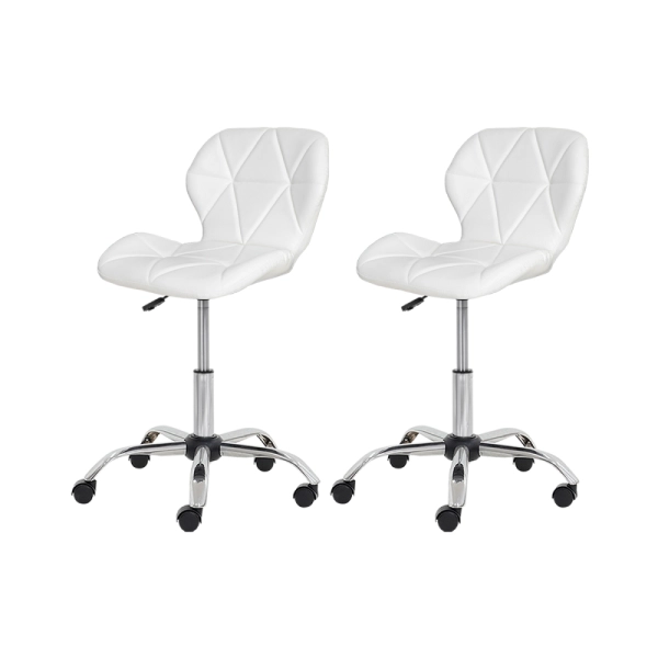 Kit 2 Cadeiras Office Eiffel Slim com estofado de couro sintético Branca