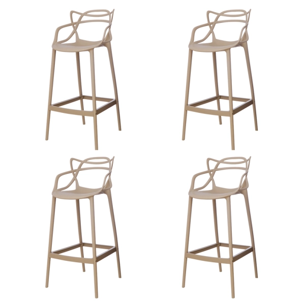 Kit 4 Banquetas Allegra Nude Polipropileno Cozinha Bistrô Bancada