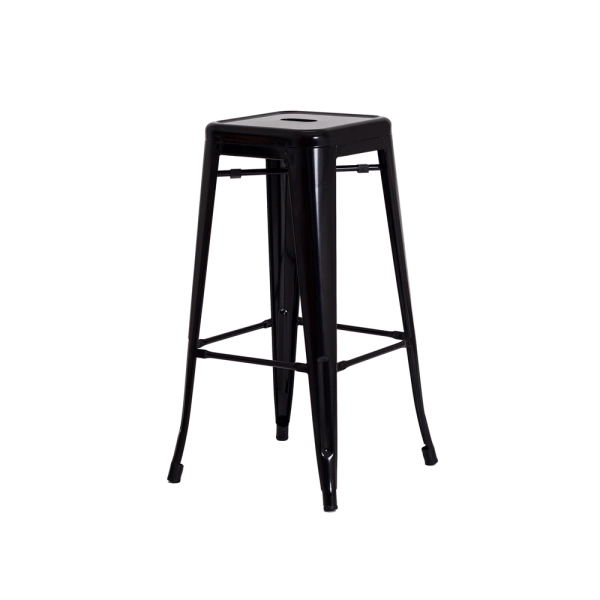 Kit 4 Banquetas Tolix Iron Design Industrial Preta 76 cm Aço Cozinha Bar Bistrô Bancada