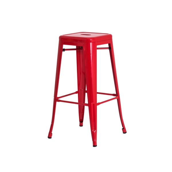 Kit 4 Banquetas Tolix Iron Design Industrial Vermelha 76 cm Aço Cozinha Bar Bistrô Bancada