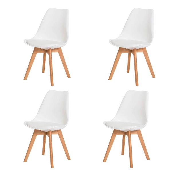 Kit 4 Cadeiras Leda Saarinen Design Branca Sala Cozinha Jantar