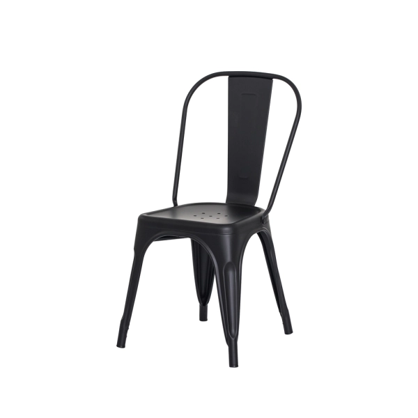 Kit 4 Cadeiras Tolix Iron Design Preto Fosco Aço Industrial Sala Cozinha Jantar Bar