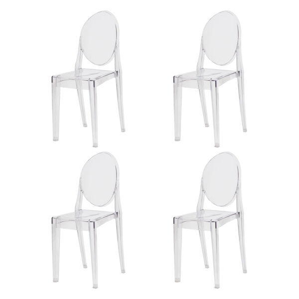 Kit 4 Cadeiras Victoria Ghost Transparente Sala Cozinha Jantar