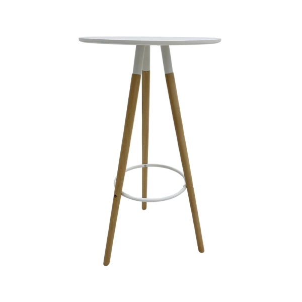 Mesa Bistrô Eiffel 60cm Branca Base Madeira Alta