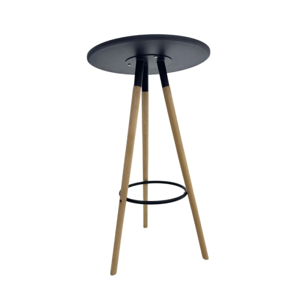 Mesa Bistrô Eiffel 60cm preta Base Madeira Alta