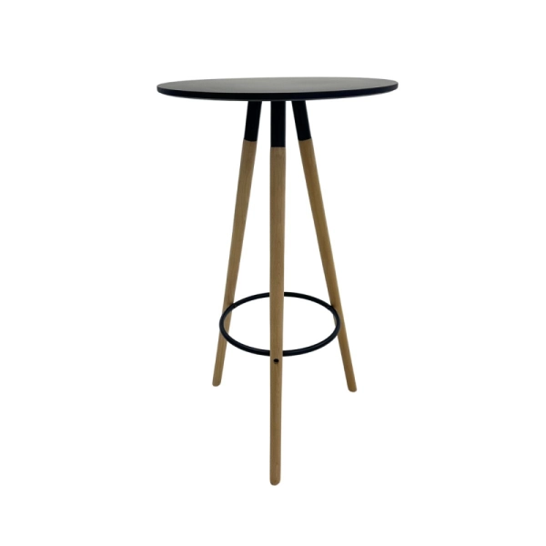 Mesa Bistrô Eiffel 60cm preta Base Madeira Alta