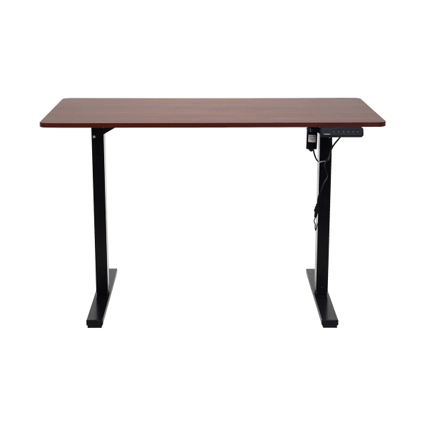 Mesa Com Altura Ajustavel Elétrica 120x60cm Base Preta Tampo Em Madeira