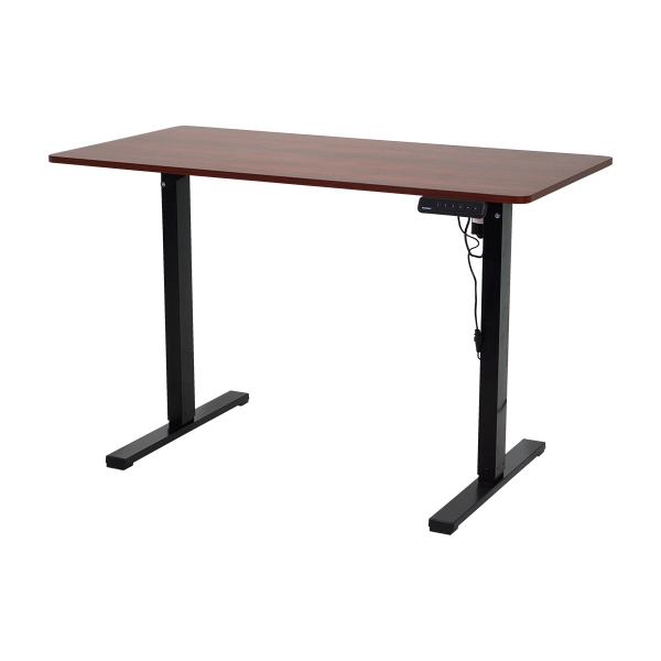 Mesa Com Altura Ajustavel Elétrica 120x60cm Base Preta Tampo Em Madeira
