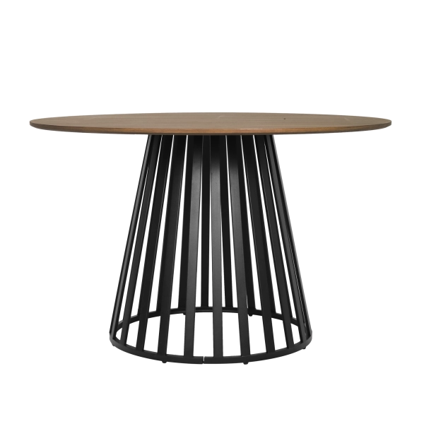 Mesa de Centro Cone Base Metálica Preta Tampo Amadeirado 120cm